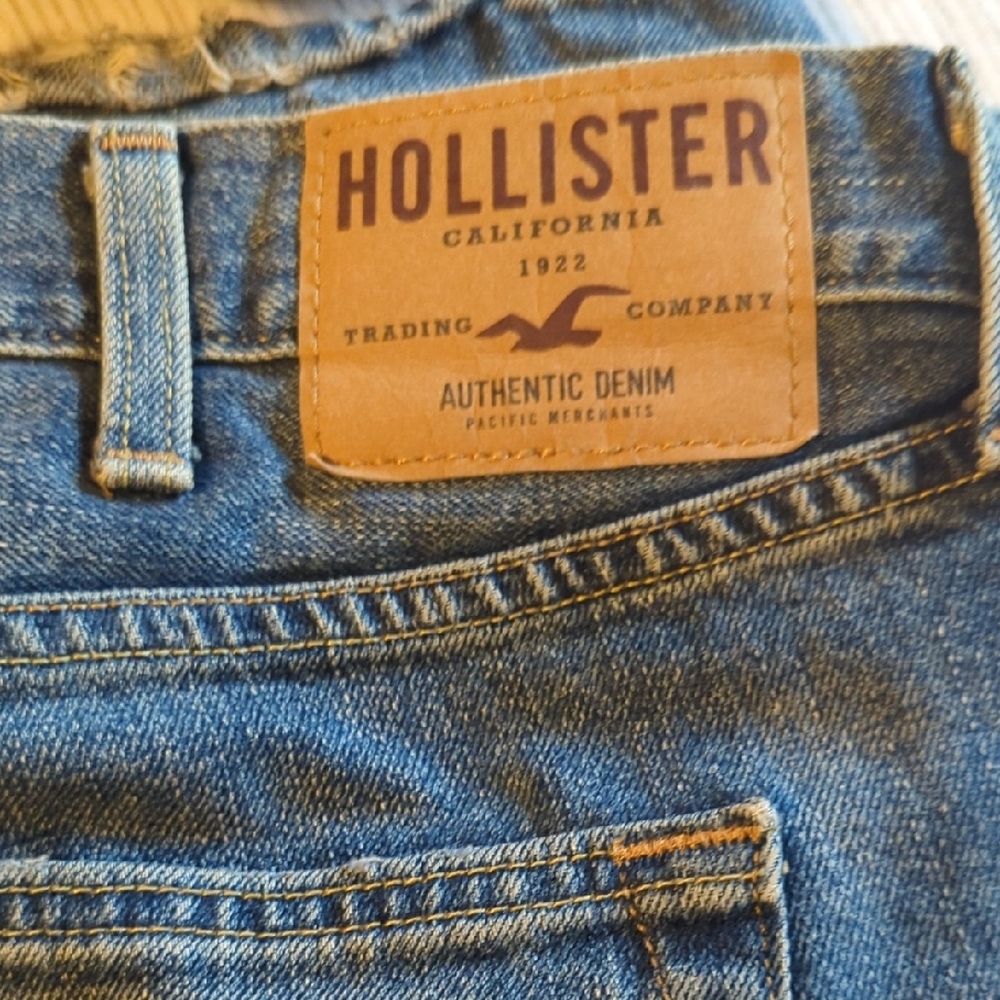 Hollister Blue Men's ripped Bootcut Jeans 38x34